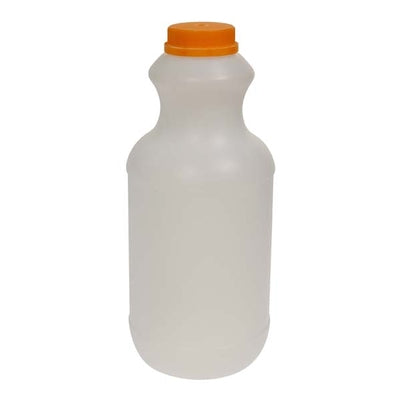 JUICE BOTTLE 1LITRE TALL SQUARE W/ORANGE CAPS @189