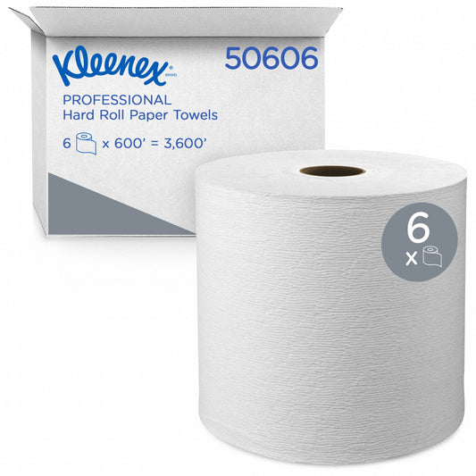 PAPER TOWEL  #50606  KLEENEX  8" x 600'  WHITE  ROLL @ 6