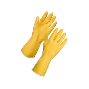 RUBBER GLOVE  YELLOW  "SMALL" @ 12PAIR/PKG.