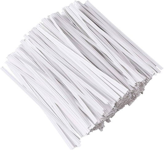 TWIST TIES  1/4" x 4"  "WHITE"  @ 2M
