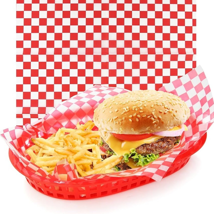 BASKET LINER #571270  12" x 12"  RED  CHECK @ 2M