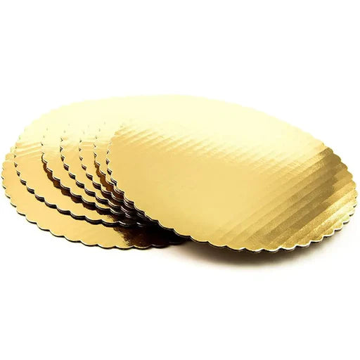 CAKE BOARD  14" .070  ROUND "GOLD" SCALLOPED @ 100