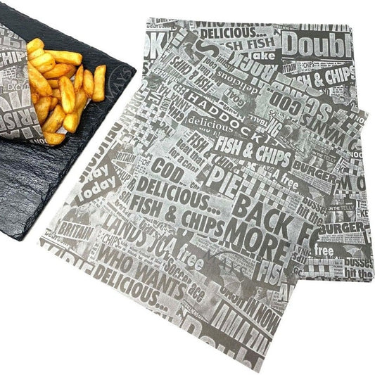 FISH & CHIP WRAP #571240  12 x 12  NEWSPAPER DESIGN @ 2M