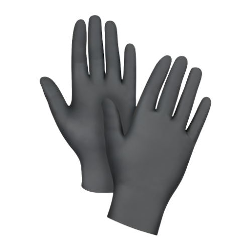 GLOVES NITRILE  (P.F.) - "BLACK" - LARGE @ 10x100