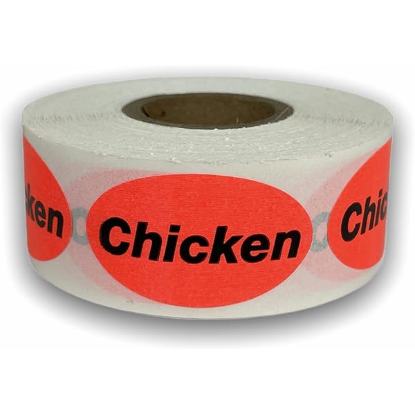 LABEL OVAL  #2741  PRINTED "CHICKEN"