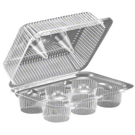 MUFFIN CONTAINER  #SLP56  HINGED  6-CAVITY @ 300