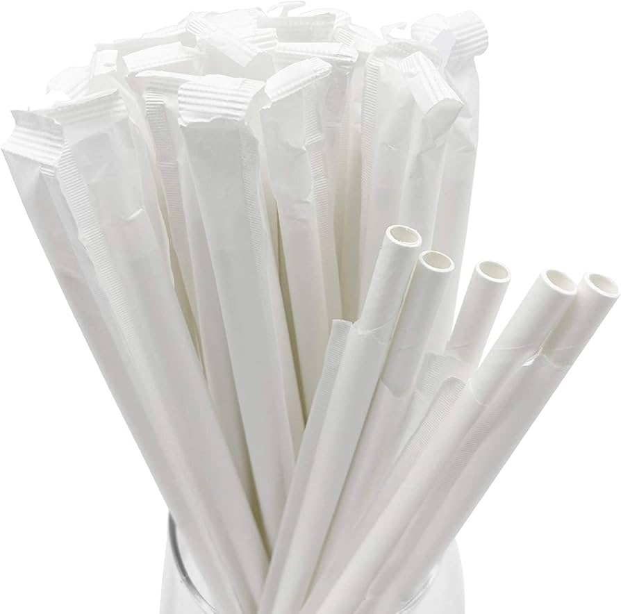 STRAWS (PAPER)  #400300  8"  MILKSHAKE  WRAPPED @ 4x400