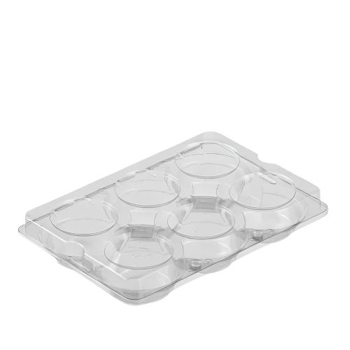TART CONTAINER #02016 PLASTIC HINGED 6-CAVITY @ 500