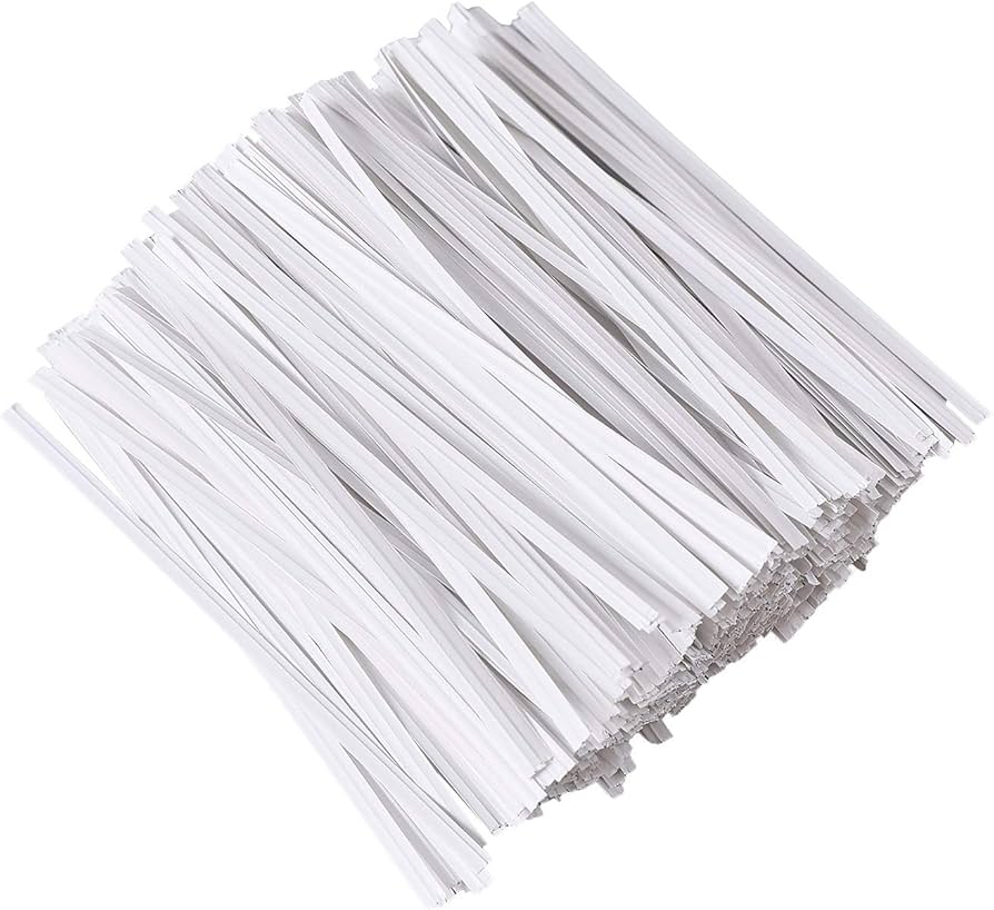 TWIST TIES  1/4" x 4"  "WHITE"  @ 2M